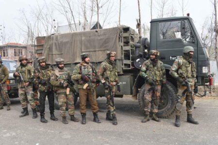 Three Jaish-e-Mohammad terrorists killed and five security force personnel injured