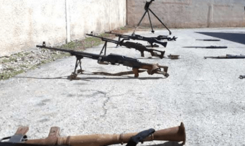 Weapons and ammunition left by terrorists seized in Homs countryside